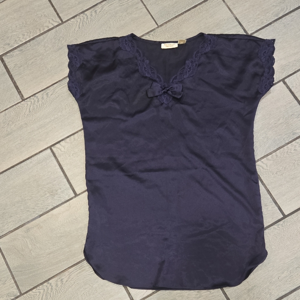 Victoria's Secret Blue Cap Sleeve Ruffled Nightie Small
